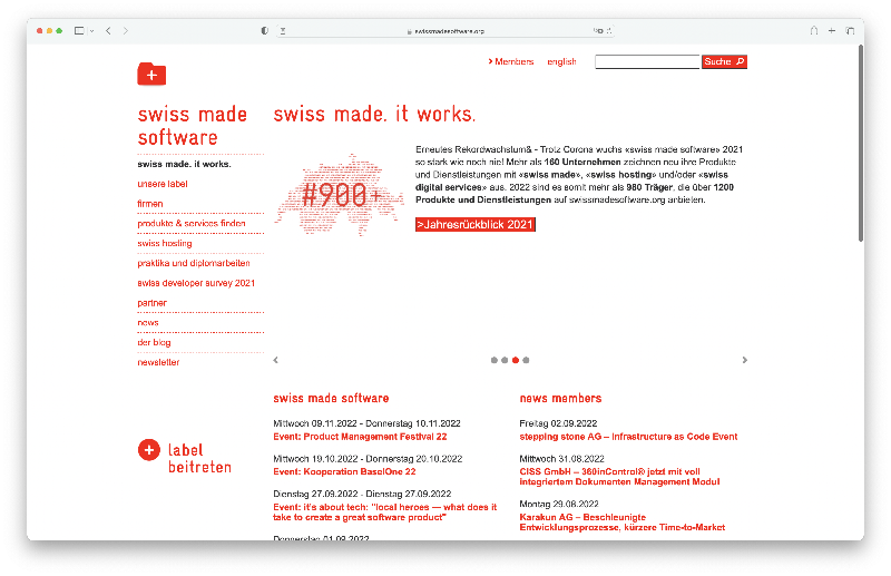 Vorschau der Webseite swissmadesoftware.org auf einem Desktop-Computer