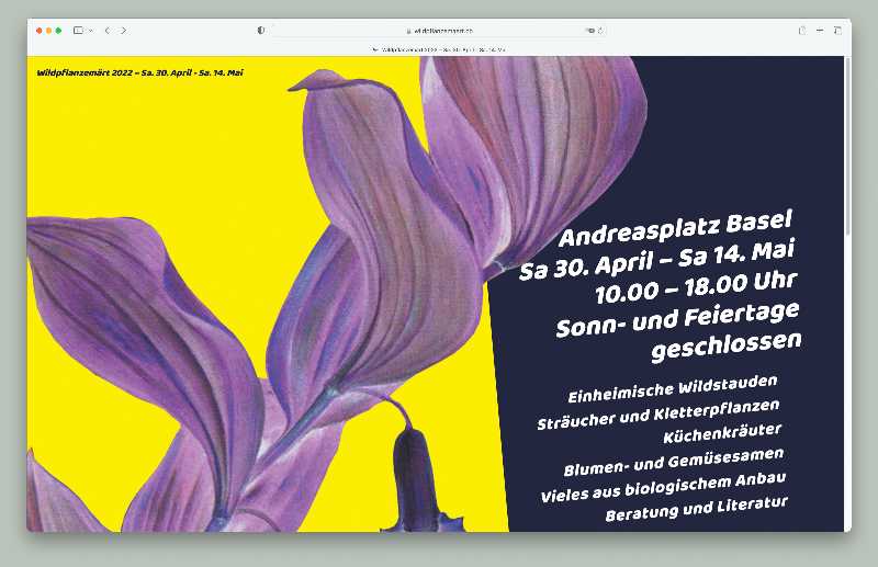 Vorschau der Webseite wildpflanzemaert.ch auf einem Desktop-Computer