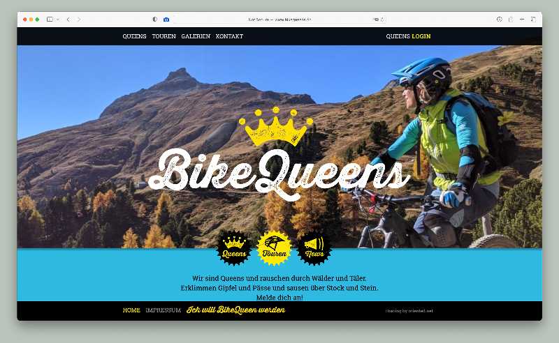 Vorschau der Webseite bikequeens.ch auf einem Desktop-Computer