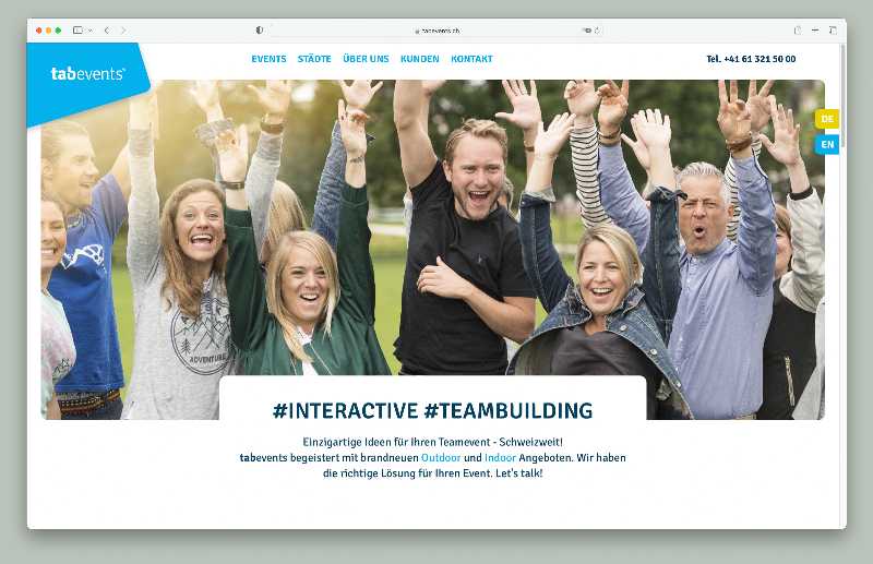 Vorschau der Webseite tabevents.ch auf einem Desktop-Computer