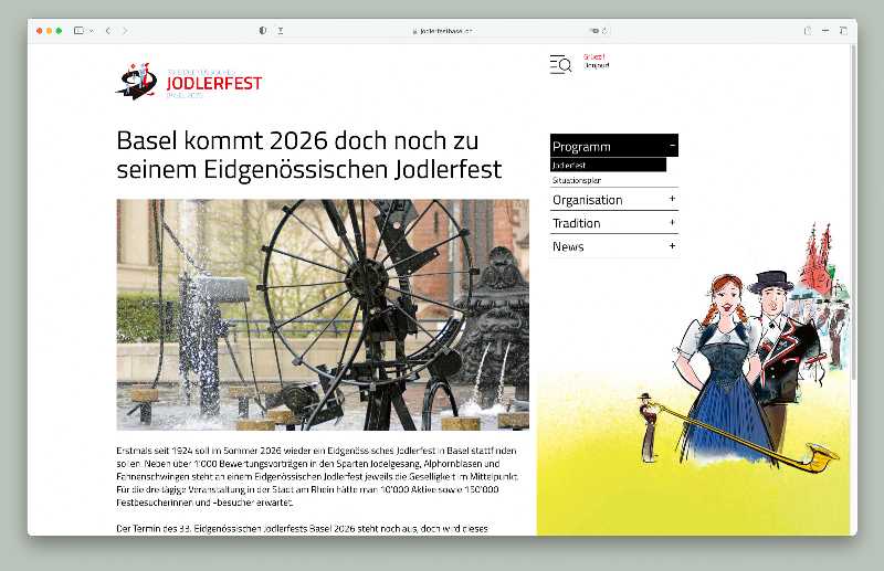 Vorschau der Webseite jodlerfestbasel.ch auf einem Desktop-Computer