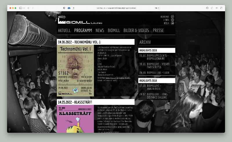 Vorschau der Webseite biomillaufen.ch auf einem Desktop-Computer