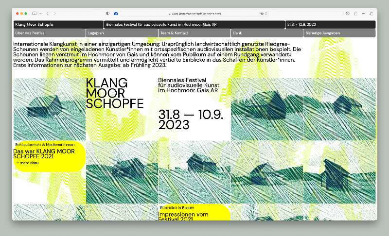 Vorschau der Webseite klangmoorschopfe.ch auf einem Desktop-Computer