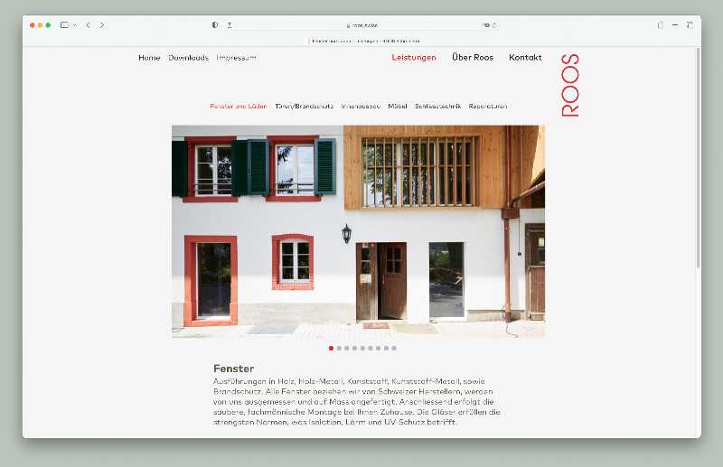 Vorschau der Webseite roos.swiss auf einem Desktop-Computer