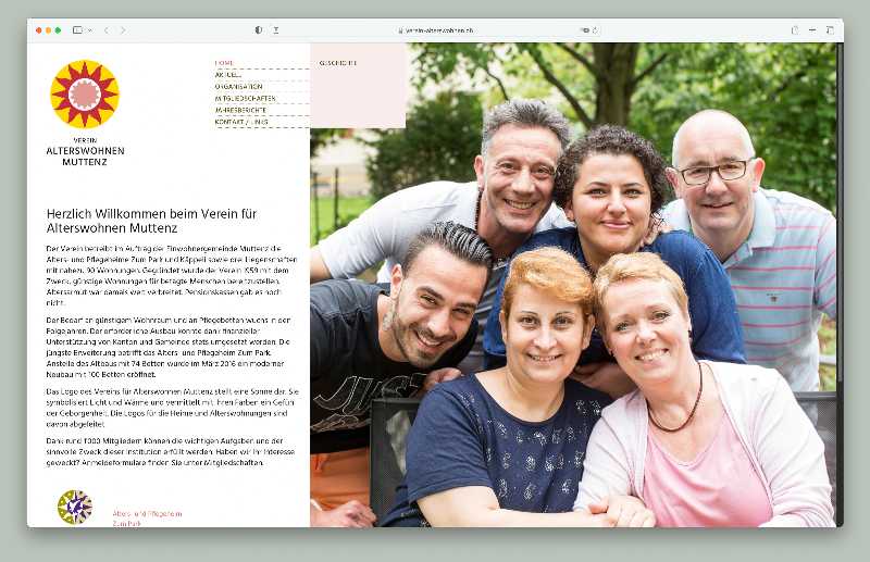 Vorschau der Webseite verein-alterswohnen.ch auf einem Desktop-Computer