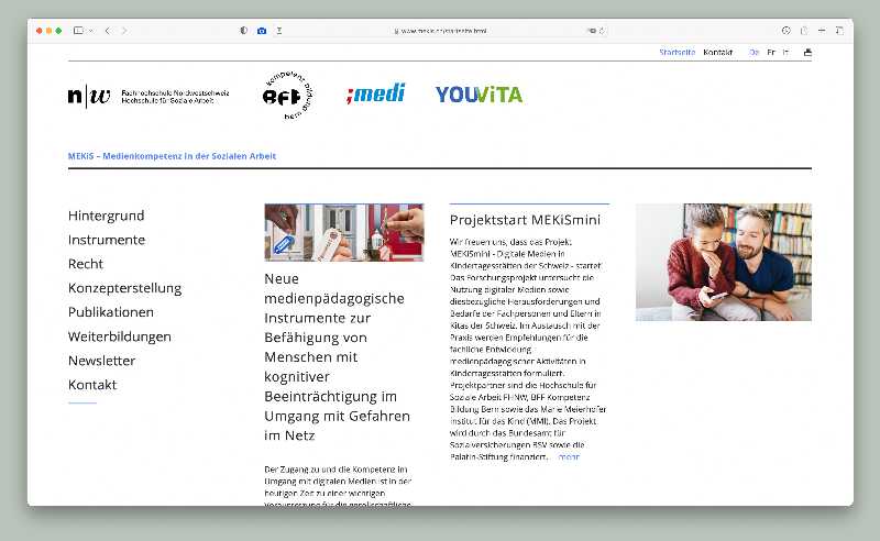 Vorschau der Webseite mekis.ch auf einem Desktop-Computer