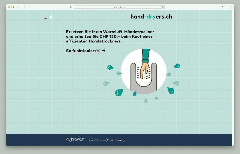 Vorschau der Webseite hand-dryers.ch auf einem Desktop-Computer