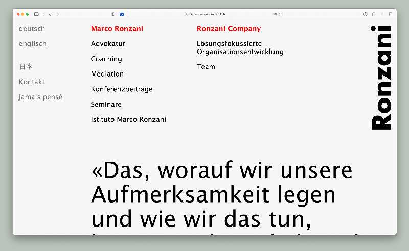 Vorschau der Webseite ronzani.ch auf einem Desktop-Computer