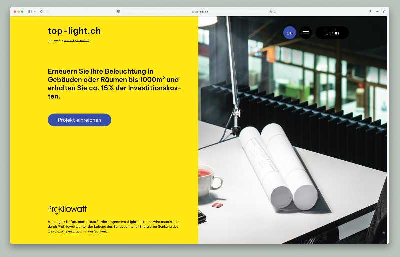 Vorschau der Webseite top-light.ch auf einem Desktop-Computer