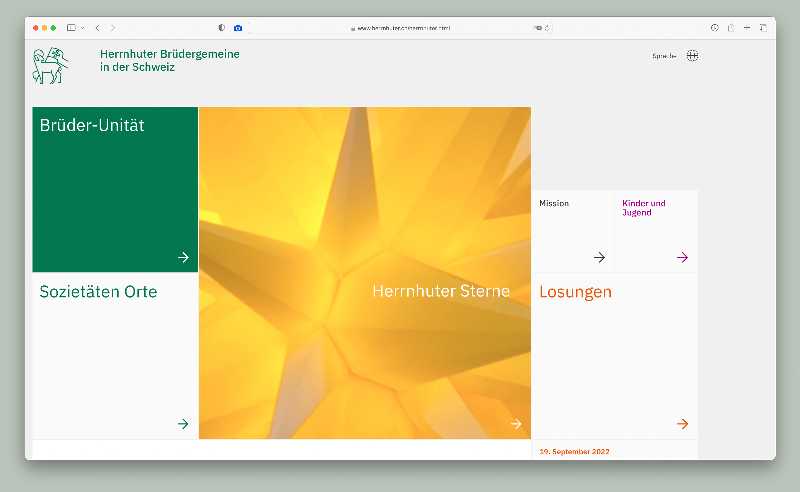 Vorschau der Webseite herrnhuter.ch auf einem Desktop-Computer