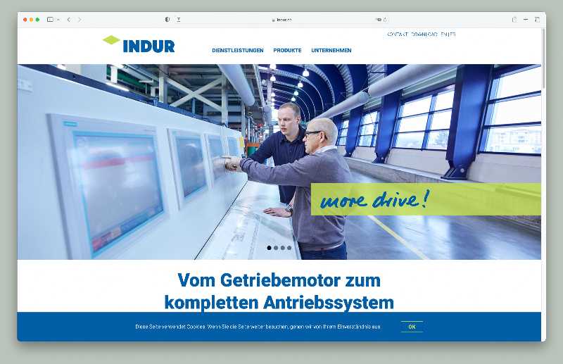 Vorschau der Webseite indur.ch auf einem Desktop-Computer