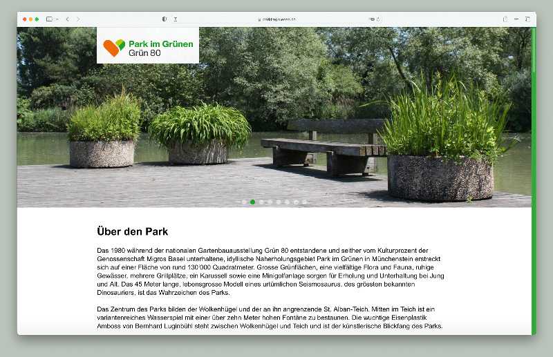 Vorschau der Webseite parkimgruenen.ch auf einem Desktop-Computer