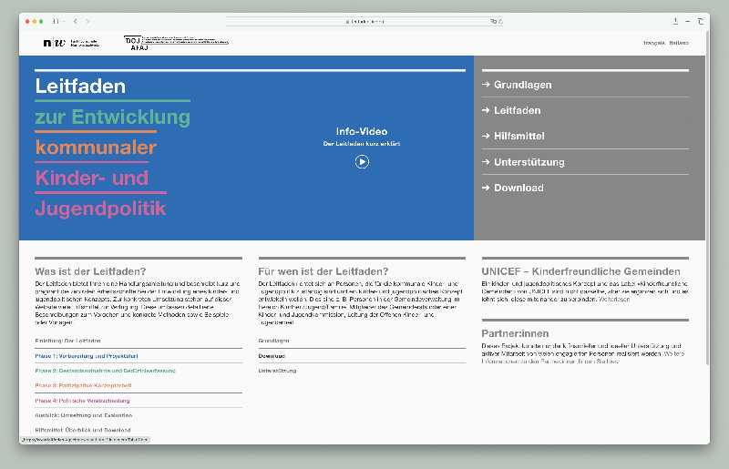 Vorschau der Webseite leitfaden-kjp.ch auf einem Desktop-Computer