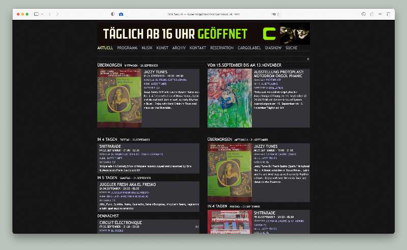 Vorschau der Webseite cargobar.ch auf einem Desktop-Computer