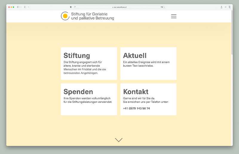 Vorschau der Webseite geriatriestiftung.ch auf einem Desktop-Computer