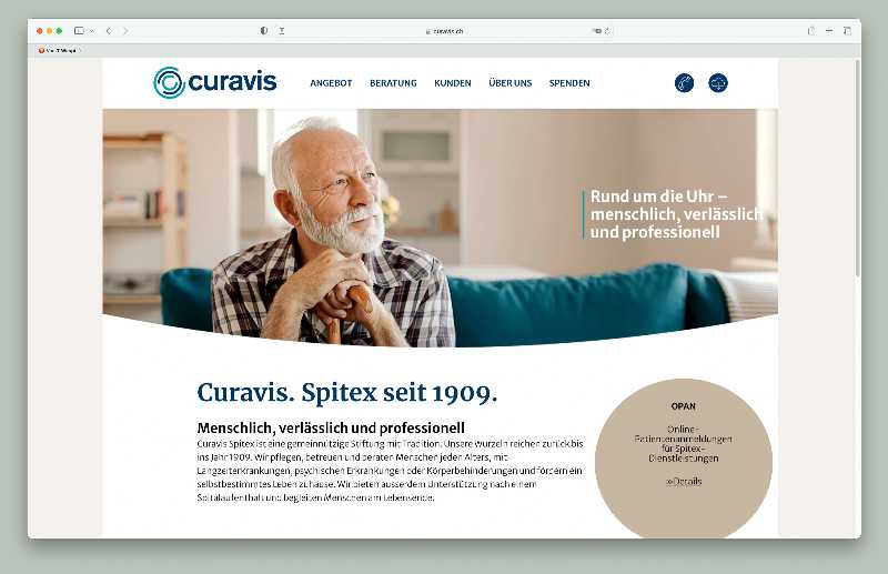 Vorschau der Webseite curavis.ch auf einem Desktop-Computer