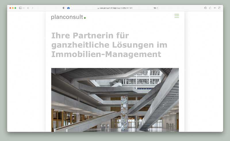 Vorschau der Webseite planconsult.ch auf einem Desktop-Computer