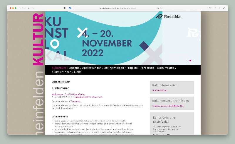 Vorschau der Webseite kultur-rheinfelden.ch auf einem Desktop-Computer